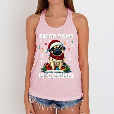 Pug Christmas Tree Lights Decorations Dog Lover Xmas Funny Gift Cute Gift Women's Knotted Racerback Tank