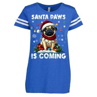 Pug Christmas Tree Lights Decorations Dog Lover Xmas Funny Gift Cute Gift Enza Ladies Jersey Football T-Shirt