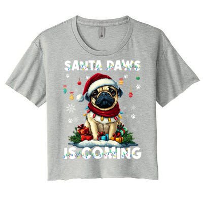 Pug Christmas Tree Lights Decorations Dog Lover Xmas Funny Gift Cute Gift Women's Crop Top Tee