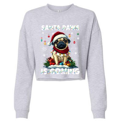 Pug Christmas Tree Lights Decorations Dog Lover Xmas Funny Gift Cute Gift Cropped Pullover Crew