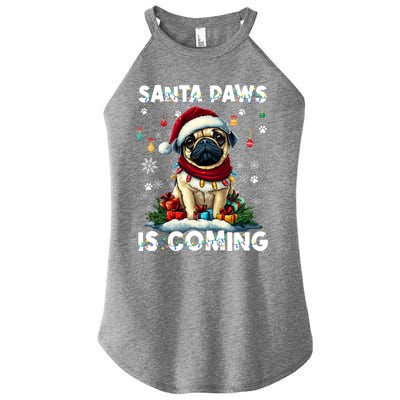 Pug Christmas Tree Lights Decorations Dog Lover Xmas Funny Gift Cute Gift Women's Perfect Tri Rocker Tank