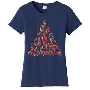 Parrot Christmas Tree Macaw Conure Cockatiel Xmas Women's T-Shirt