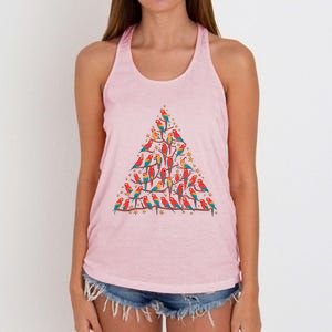 Parrot Christmas Tree Macaw Conure Cockatiel Xmas Women's Knotted Racerback Tank