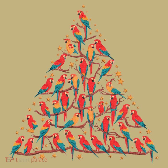 Parrot Christmas Tree Macaw Conure Cockatiel Xmas T-Shirt
