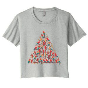 Parrot Christmas Tree Macaw Conure Cockatiel Xmas Women's Crop Top Tee