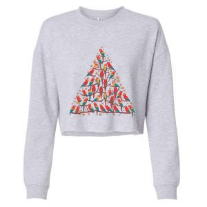 Parrot Christmas Tree Macaw Conure Cockatiel Xmas Cropped Pullover Crew