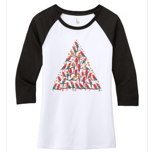 Parrot Christmas Tree Macaw Conure Cockatiel Xmas Women's Tri-Blend 3/4-Sleeve Raglan Shirt