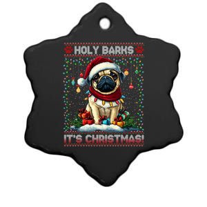 Pug Christmas Tree Lights Decorations Dog Lover Xmas Funny Gift Cool Gift Ceramic Star Ornament