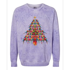 Parrot Christmas Tree Macaw Cockatiel Conure Xmas Lover Colorblast Crewneck Sweatshirt