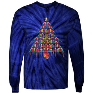 Parrot Christmas Tree Macaw Cockatiel Conure Xmas Lover Tie-Dye Long Sleeve Shirt