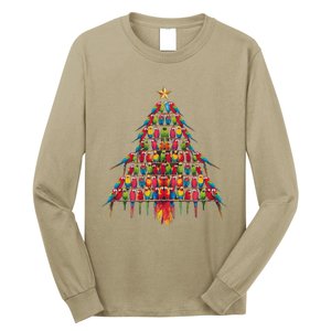 Parrot Christmas Tree Macaw Cockatiel Conure Xmas Lover Long Sleeve Shirt