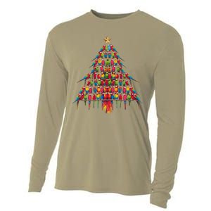 Parrot Christmas Tree Macaw Cockatiel Conure Xmas Lover Cooling Performance Long Sleeve Crew