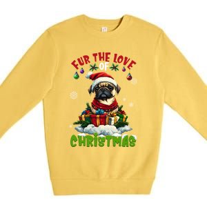 Pug Christmas Tree Lights Decorations Dog Lover Xmas Funny Gift Premium Crewneck Sweatshirt