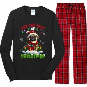 Pug Christmas Tree Lights Decorations Dog Lover Xmas Funny Gift Long Sleeve Pajama Set