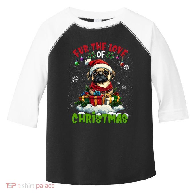 Pug Christmas Tree Lights Decorations Dog Lover Xmas Funny Gift Toddler Fine Jersey T-Shirt