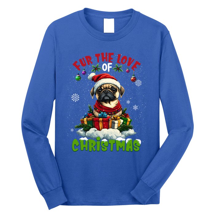 Pug Christmas Tree Lights Decorations Dog Lover Xmas Funny Gift Long Sleeve Shirt