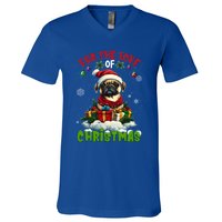 Pug Christmas Tree Lights Decorations Dog Lover Xmas Funny Gift V-Neck T-Shirt