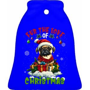 Pug Christmas Tree Lights Decorations Dog Lover Xmas Funny Gift Ceramic Bell Ornament