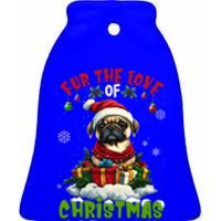 Pug Christmas Tree Lights Decorations Dog Lover Xmas Funny Gift Ceramic Bell Ornament