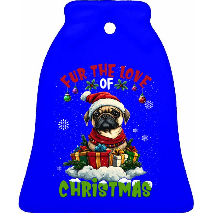 Pug Christmas Tree Lights Decorations Dog Lover Xmas Funny Gift Ceramic Bell Ornament