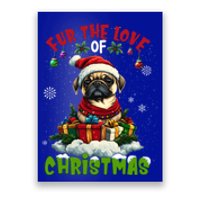 Pug Christmas Tree Lights Decorations Dog Lover Xmas Funny Gift Poster