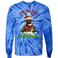 Pug Christmas Tree Lights Decorations Dog Lover Xmas Funny Gift Tie-Dye Long Sleeve Shirt