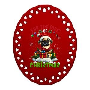 Pug Christmas Tree Lights Decorations Dog Lover Xmas Funny Gift Ceramic Oval Ornament