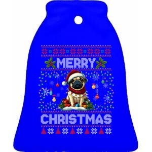 Pug Christmas Tree Lights Decorations Dog Lover Xmas Funny Gift Ceramic Bell Ornament