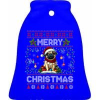 Pug Christmas Tree Lights Decorations Dog Lover Xmas Funny Gift Ceramic Bell Ornament