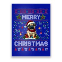 Pug Christmas Tree Lights Decorations Dog Lover Xmas Funny Gift Poster