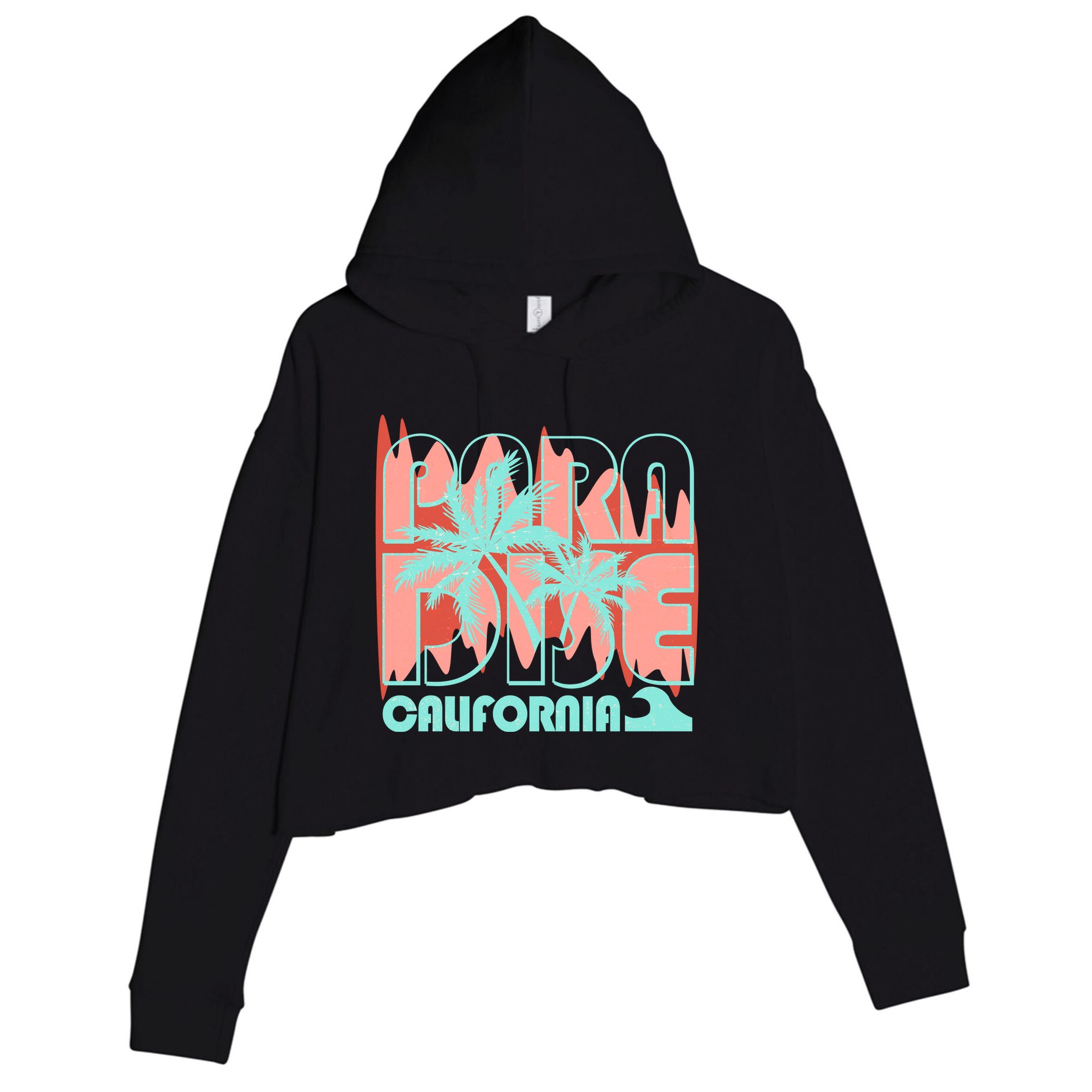 Paradise California Tropical Vacation Time Crop Fleece Hoodie