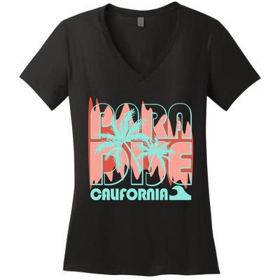 Paradise California Tropical Vacation Time Women's V-Neck T-Shirt