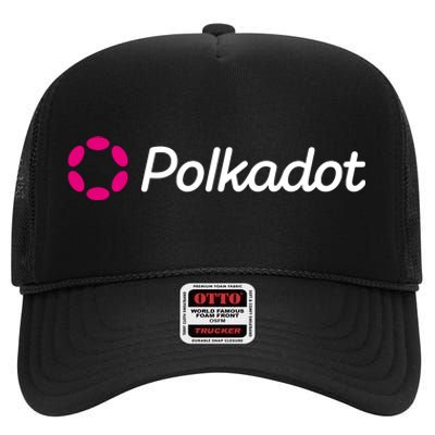 Polkadot Crypto To The Moon HODL DOT Blockchain Polkadot High Crown Mesh Back Trucker Hat