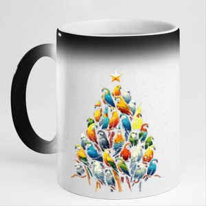 Parrot Christmas Tree Macaw Cockatiel Conure Xmas 11oz Black Color Changing Mug