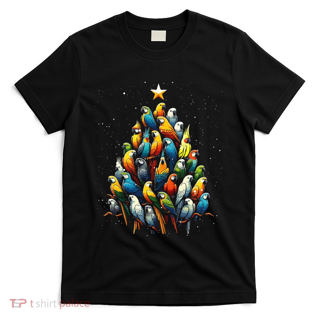 Parrot Christmas Tree Macaw Cockatiel Conure Xmas T-Shirt
