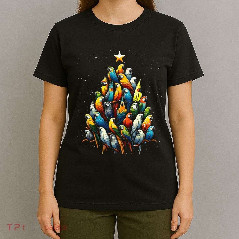 Parrot Christmas Tree Macaw Cockatiel Conure Xmas T-Shirt