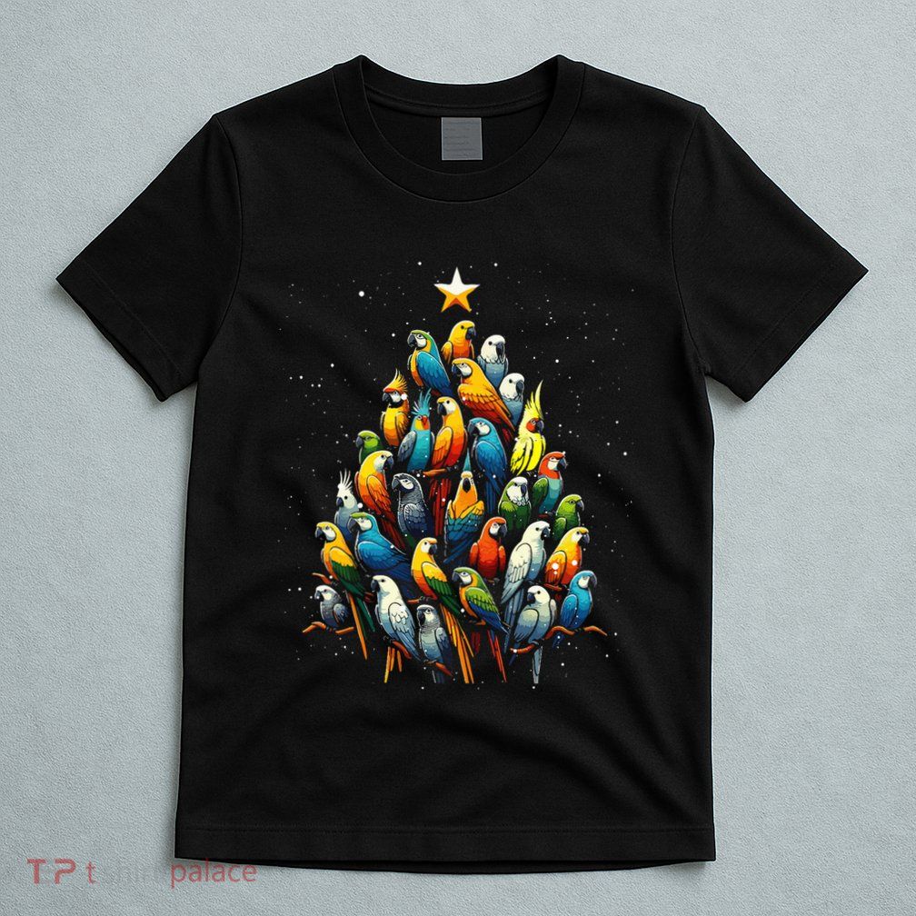 Parrot Christmas Tree Macaw Cockatiel Conure Xmas T-Shirt
