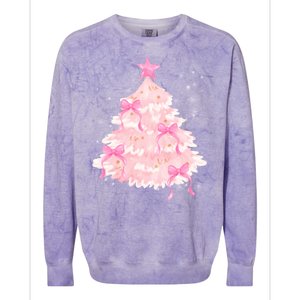 Pink Christmas Tree Bow Cute Holiday Colorblast Crewneck Sweatshirt