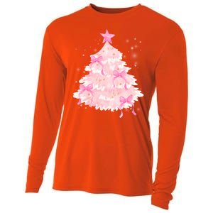 Pink Christmas Tree Bow Cute Holiday Cooling Performance Long Sleeve Crew