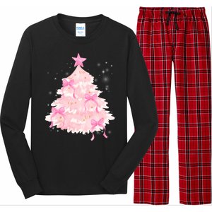 Pink Christmas Tree Bow Cute Holiday Long Sleeve Pajama Set