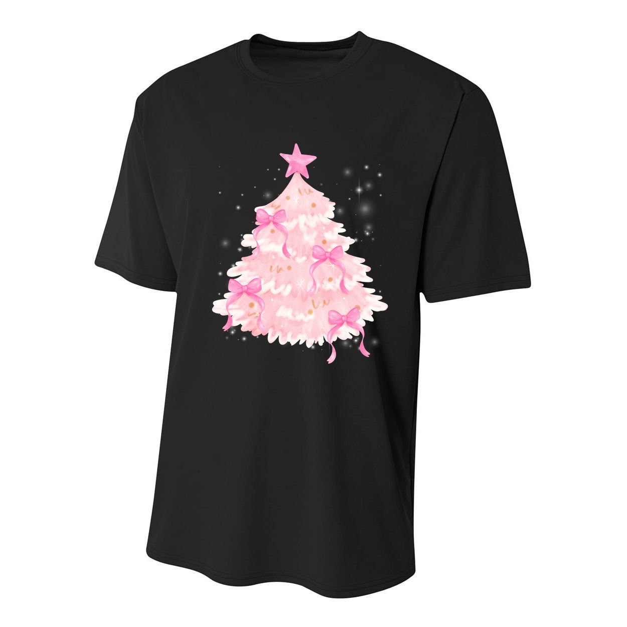 Pink Christmas Tree Bow Cute Holiday Youth Performance Sprint T-Shirt