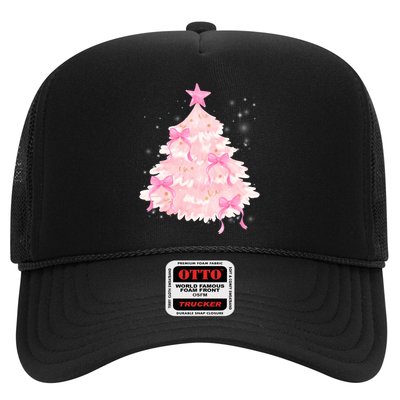 Pink Christmas Tree Bow Cute Holiday Trucker Hat