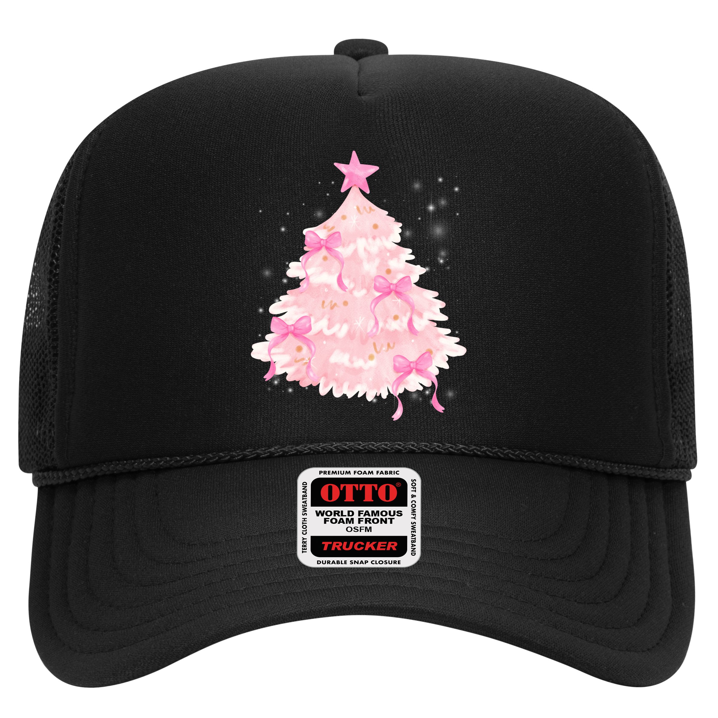 Pink Christmas Tree Bow Cute Holiday Hat