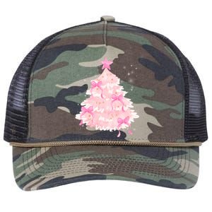 Pink Christmas Tree Bow Cute Holiday Retro Rope Trucker Hat Cap