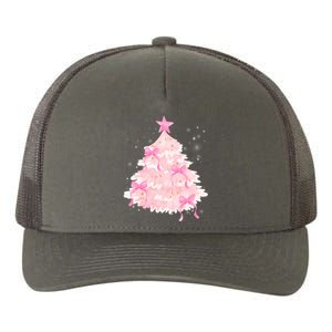 Pink Christmas Tree Bow Cute Holiday Yupoong Adult 5-Panel Trucker Hat