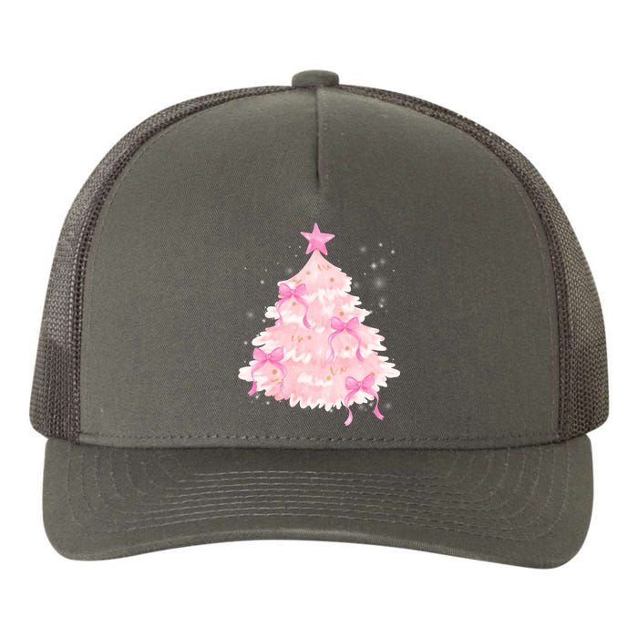 Pink Christmas Tree Bow Cute Holiday Yupoong Adult 5-Panel Trucker Hat