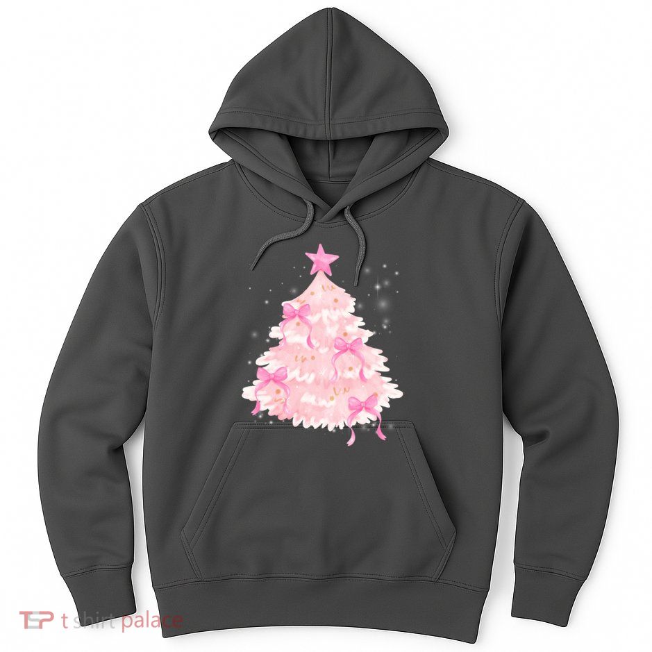 Pink Christmas Tree Bow Cute Holiday Hoodie