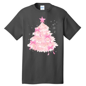 Pink Christmas Tree Bow Cute Holiday Tall T-Shirt