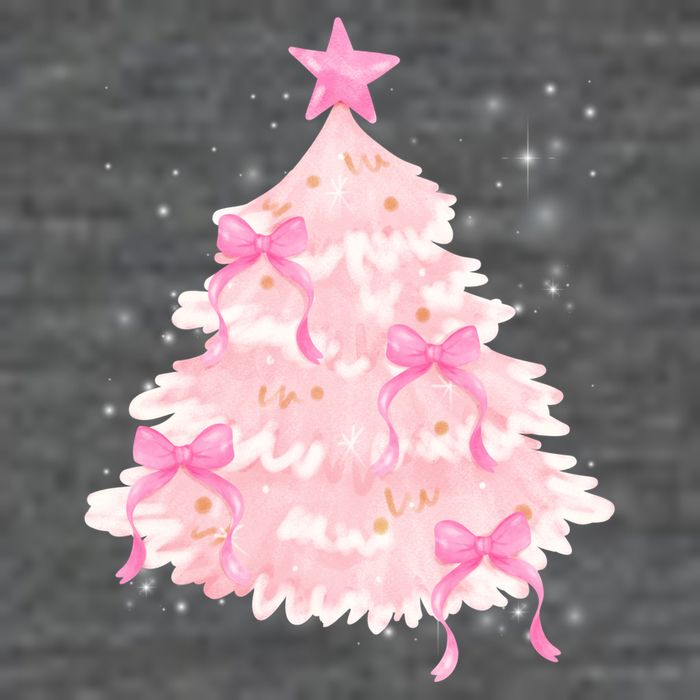 Pink Christmas Tree Bow Cute Holiday Tall T-Shirt