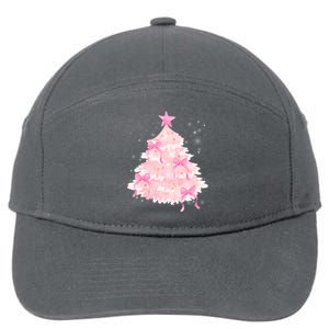 Pink Christmas Tree Bow Cute Holiday 7-Panel Snapback Hat